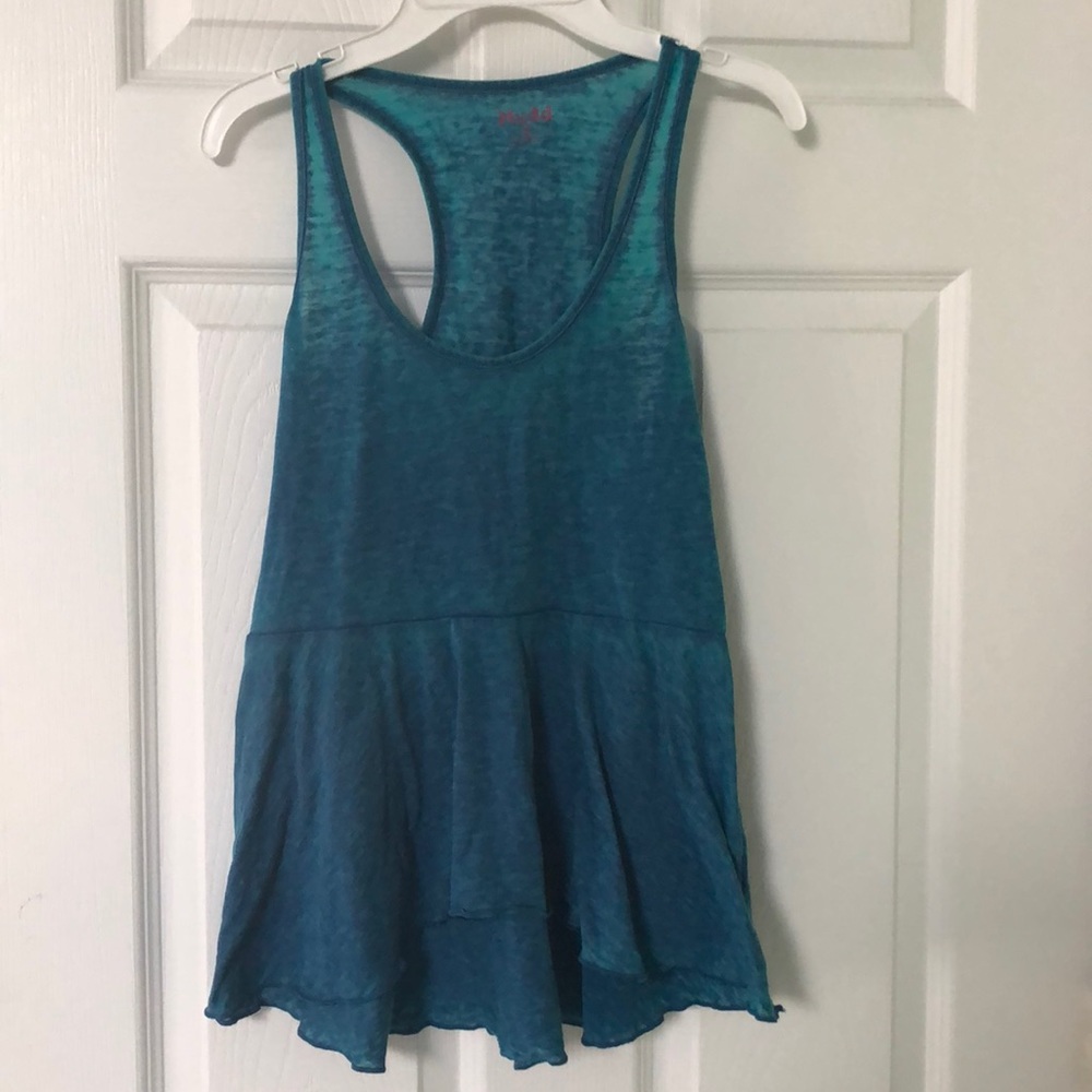 Blue racerback Peplum tank top